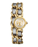 Mini Reva 20mm Chain Strap Watch, Dark Gray/Golden