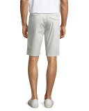 Flat-Front Sateen Shorts, Stone