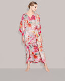 Autumn Floral-Print Long Caftan, Multi