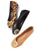 Reva Leather Ballerina Flat, Tan