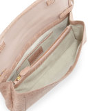 Gotham Crocodile Flap Clutch Bag, Nude Matte