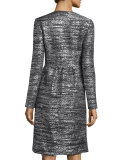 Painted Metallic Knit Topper, Caviar/Silver Shimmer Multi
