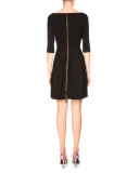Stanhope Split-Neck Party Dress, Black