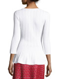 Icacos Peplum 3/4-Sleeve Sweater, Bianco
