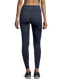 Palms Zip-Detail Compression Running Tights, Navy