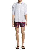 Moorea Printed Swim Trunks, Bleu Marine