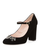 ballina crystal velvet mary jane pump, black