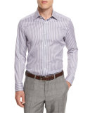 Bold-Striped Long-Sleeve Sport Shirt