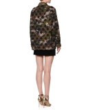 Long-Sleeve Star-Embellished Mini Dress, Black