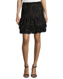 Chantelle Ruffled Miniskirt, Black
