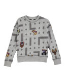 Milton Graphic Crewneck Sweatshirt, Gray, Size 4-10