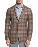Capri Plaid Two-Button Sport Coat, Brown