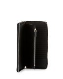 Saffiano Leather Zip-Around Travel Wallet, Black