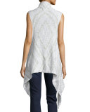 Flint Sleeveless Open-Front Sweater, Whitewater/Chalk