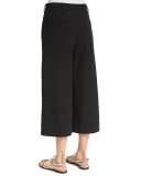 Sailor Wide-Leg Culotte Pants, Black