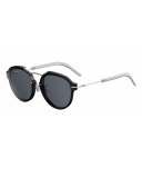 Eclat Notched Monochromatic Sunglasses, Silver/Black