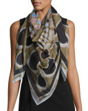 Square Voile Kaleidoscope Scarf, Green