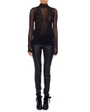 Mid-Rise Leather Leggings, Black