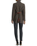 Barnet Reversible Tweed Coat, Oxford/Karkadé Red