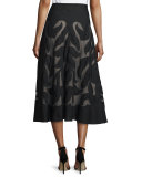 Special Edition Secret Garden A-line Midi Skirt, Black, Petite