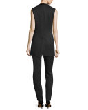 Eve Shimmery High-Waist Slim-Leg Pants, Black