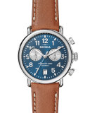 41mm Runwell Chronograph Watch, Midnight Blue/Tan