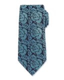 Dotted Rose Woven Silk Tie, Green