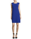 Round-Neck Pyramid Knit Shift Dress, Purple