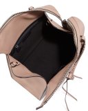 Gabria Madras Medium Leather Satchel Bag, Taupe