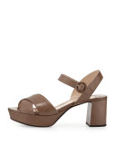 Crisscross Leather Platform Sandal, Giunco
