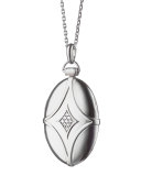 Silver & White Sapphire Petite Bridal Locket Necklace, 32"