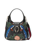 Dionysus Medium Embroidered-Birds Hobo Bag, Black/Multi