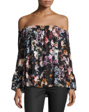 Pyper Cold-Shoulder Floral-Print Blouse