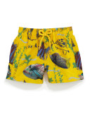 Jim Moon Fish Multi-Print Swim Trunks, Boys' 2-8