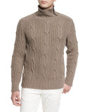 Easterton Cable-Knit Turtleneck Sweater, Bark