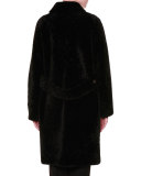 Reversible Shearling Fur Long Coat, Black