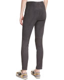 Stretch-Suede Cropped Leggings, Hematite