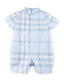 Kirk Check Collared Shortall, Ice Blue, Size 3-24 Months