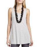 Long Silk Jersey Tank, Petite