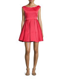 Cordelia Scalloped Faille Cocktail Dress, Coral