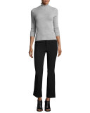 Merino Wool Mock-Neck Sweater, Light Gray Heather