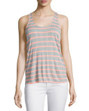 Huntington Racerback Striped Tank, Heather Gray/Sunkissed