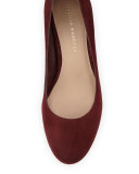 Clara Suede Ankle-Wrap Pump, Bordeaux