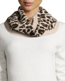 Cashmere Leopard-Print Cowl Collar