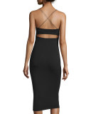 Strappy Stretch Midi Dress, Black