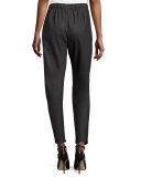 Stretch-Flannel Twill Slouch Pants, Charcoal