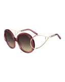 Jackson Round Oversized Sunglasses, Rose
