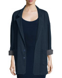 Hedron Two-Button Oversized Coat, Indigo Knit Four