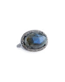 Labradorite Ring with Diamonds, Size 7