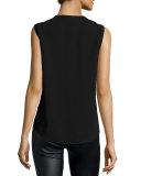 Marcia Sleeveless Lace-Up Crepe Top